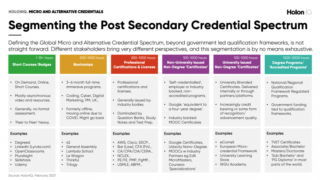 HolonIQ Micro and Alternative Credentials Segmentation