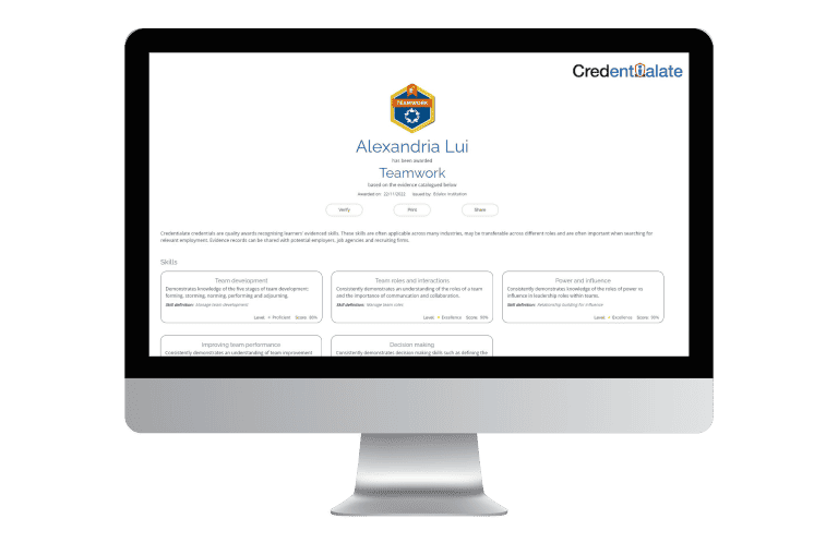 Credentialate's Personal Evidence Record Live Demo - Alexandria Lui