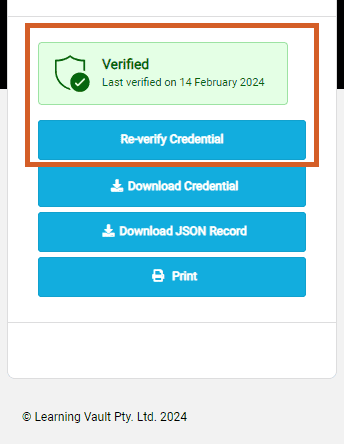 Verify or Reverify a Digital Badge Summary example