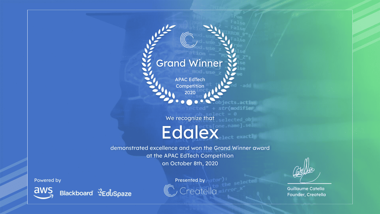 Edalex wins 2020 APAC EdTech Venture Competition